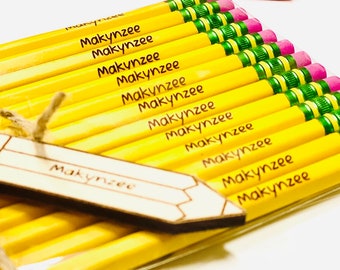 Personalized Custom Engraved Back to School Pencils 6 or 12 pack.