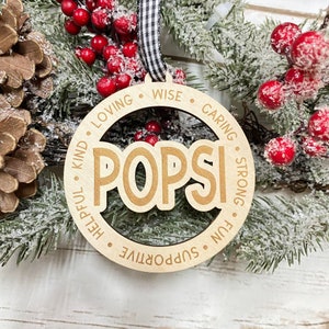 Laser Engraved Wood Holiday Christmas Tree POPSI 2024 Bauble Gift Ornament