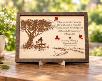 Wood Cardinal Memorial Plaque Personalized Bereavement Gift, Sympathy Gift, Custom Memorial Wall Decor, Loss of Loved One Gift, In Memory
