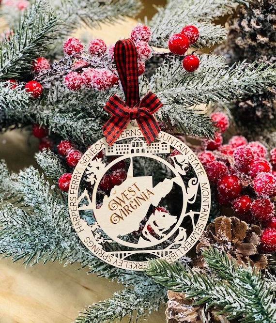 Laser Engraved Wood Holiday Christmas Tree WEST VIRGINIA WV Etsy