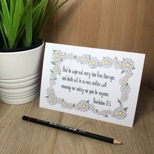 Apocalypse 21:4 Daisy border JW carte de réconfort et d’encouragement