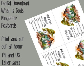 Digital download JW Gods Kingdom postcards to print and cut at home