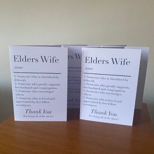 Multipack de tarjetas Tarjetas de agradecimiento para esposa de ancianos JW