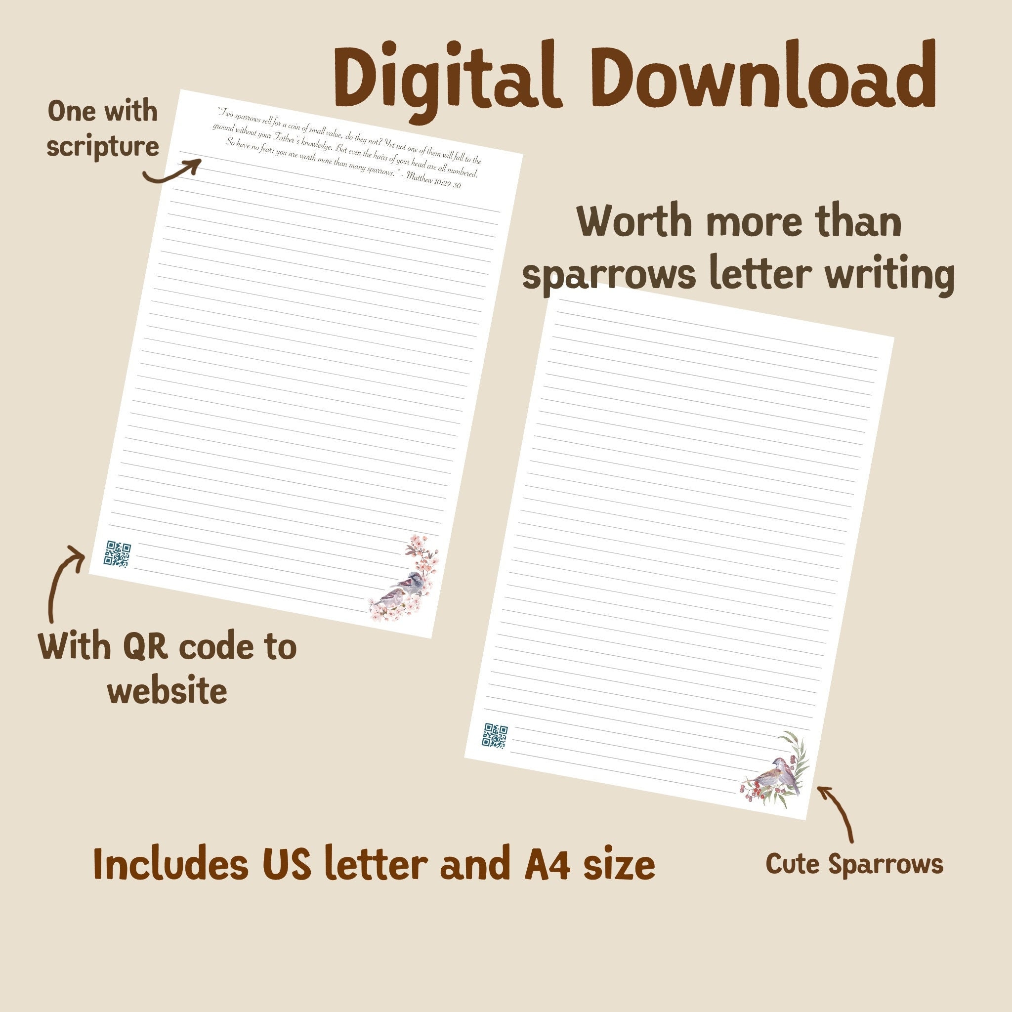 Worth More Than Many Sparrows Letter Templates JW - Etsy