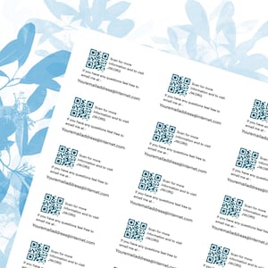 Könnte beinhalten: Mehrere blaue und weiße QR-Codes mit dem Text "Scan for more information and to visit JW.ORG" und "If you have any questions feel free to email me at - Youremailaddress@internet.com".