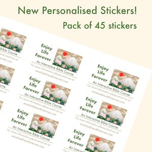 Gepersonaliseerde jw-e-mailstickers Geniet voor altijd van het leven 45 letters schrijven