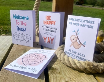 4 pack baptism cards including a card for Practice Patience convention