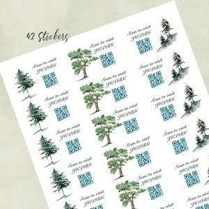 May include: Forty-two stickers featuring watercolour illustrations of trees and the text "Scan to visit JW.ORG" with a QR code.