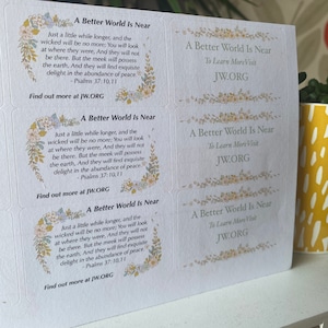 Een betere wereld is nabij JW MINISTRY-stickers 45 letters Writing Psalms 37:10,11