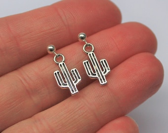 Silver cactus studs, cactus earrings, cactus jewellery, cacti studs, handmade studs, silver studs, cactus lover, gift for her, cactus gift