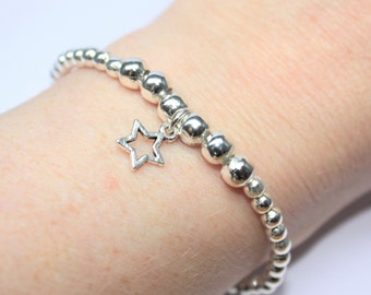 Star bracelet, star jewellery, star jewelry, charm bracelet, stacking bracelet, beaded bracelet, stretch bracelet, layer bracelet