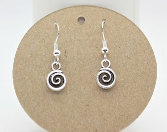 Sterling Silver Plated Spiral Earrings: Swirl Dangle Jewelry