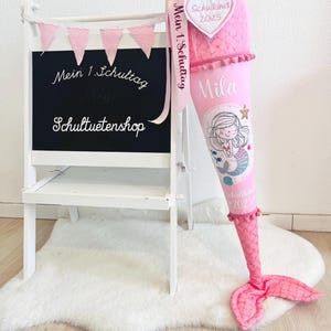 2025* WITH fabric FIN!!! School cone candy cone school enrollment girl fabric sewn scales mermaid school cone school cone shop pink