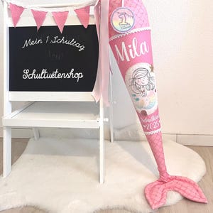 2025* WITH fabric FIN!!! School cone candy cone school enrollment girl fabric sewn scales mermaid school cone school cone shop pink