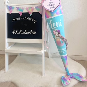 2025 WITH fabric FIN!!! School cone candy cone school enrollment girl fabric sewn scales mermaid school bag school bag shop