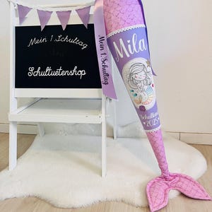 2025* WITH fabric FIN!!! School cone candy cone school enrollment girl fabric sewn scales mermaid school bag school bag shop