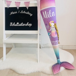 2025 WITH fabric FIN!!! School cone candy cone school enrollment girl fabric sewn scales mermaid school bag school bag shop
