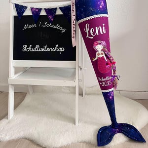 2025 WITH fabric FIN!!! School cone candy cone school enrollment girl fabric sewn scales mermaid school bag school bag shop