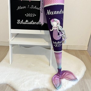 2025 With fabric fin!!! School cone candy cone school enrollment girl fabric sewn scales mermaid school bag school bag shop