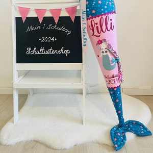 2025 WITH fabric FIN!!! School cone candy cone school enrollment girl fabric sewn scales mermaid school bag school bag shop