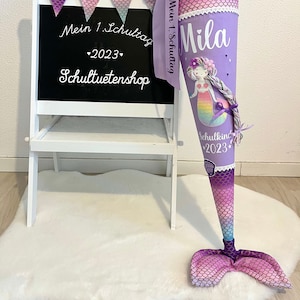 2024*WITH fabric FIN!!! School bag sugar bag school enrollment girls fabric sewn scales mermaid mermaid Schultuete Schultuetenshop