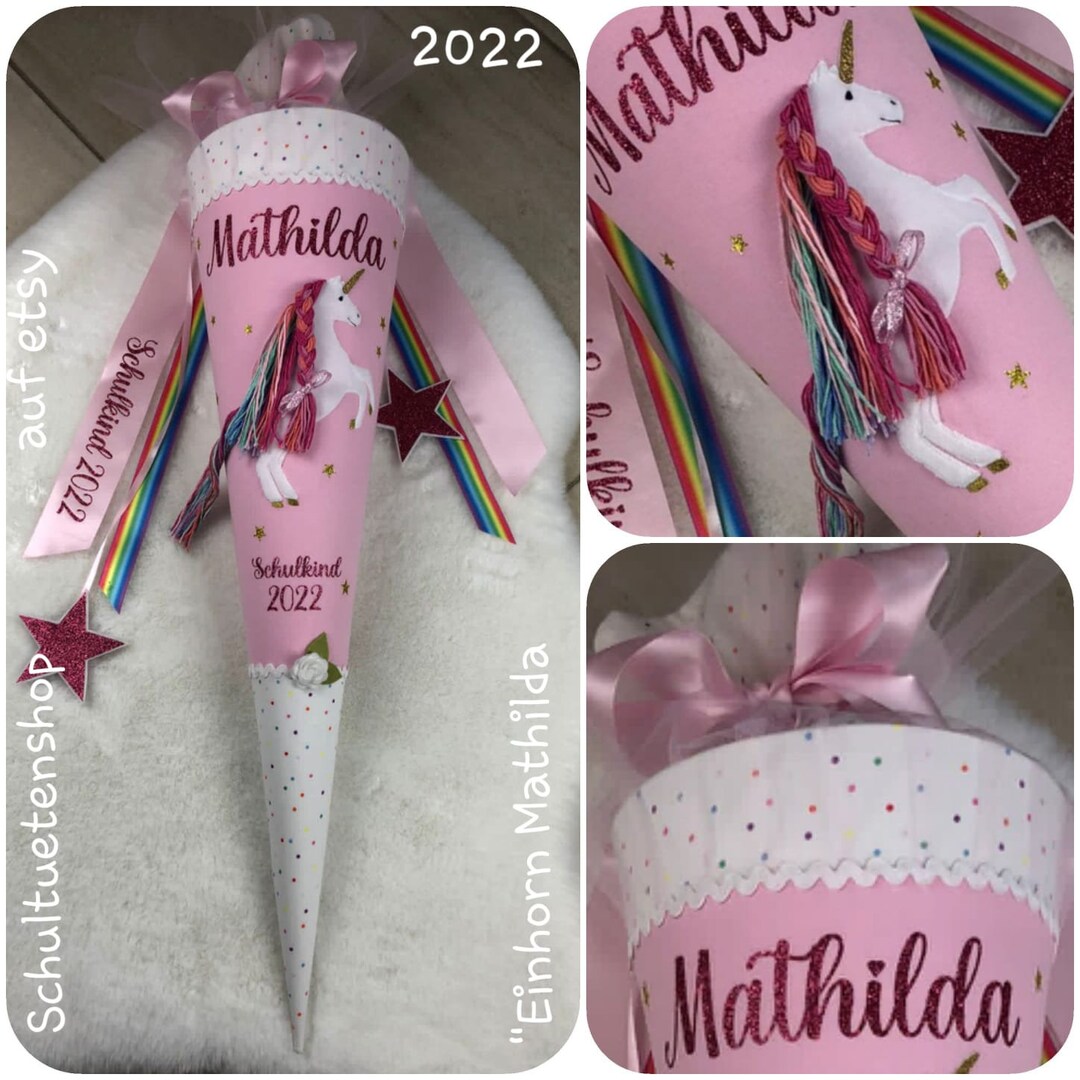 20242023 Schultüte Zuckertüte Einhorn Pferd Stoff Mädchen Name - Etsy.de