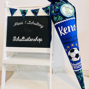 2025*School cone sugar cone boys boys football football green school enrollment fabric sewn embroidered blue name personalized