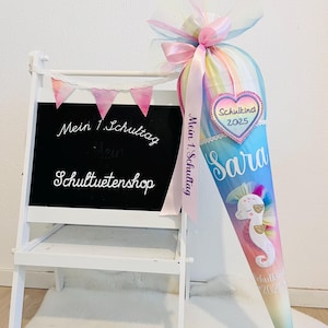 2025*School cone sugar cone seahorse fabric sewn school enrollment name glitter personalized girl school cone rainbow rainbow