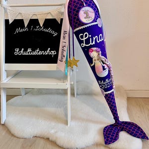 2025*WITH fabric fin school cone candy cone school enrollment girl sewn scales mermaid school cone school cone shop pearl diving bear