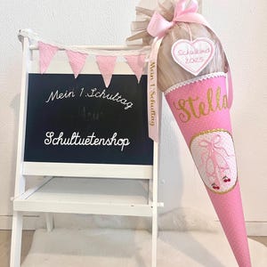 2025 Ballerina ballet school cone sugar cone school enrollment fabric sewn rainbow name glitter personalized girl gold school cone cherry