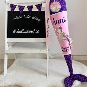 2025*WITH fabric fin school cone candy cone school enrollment girl sewn scales mermaid school cone school cone shop pearl diving bear