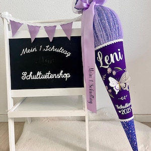 2025 school cone sugar cone school enrollment butterfly fabric sewn rainbow name glitter personalized girl purple school cone flowers