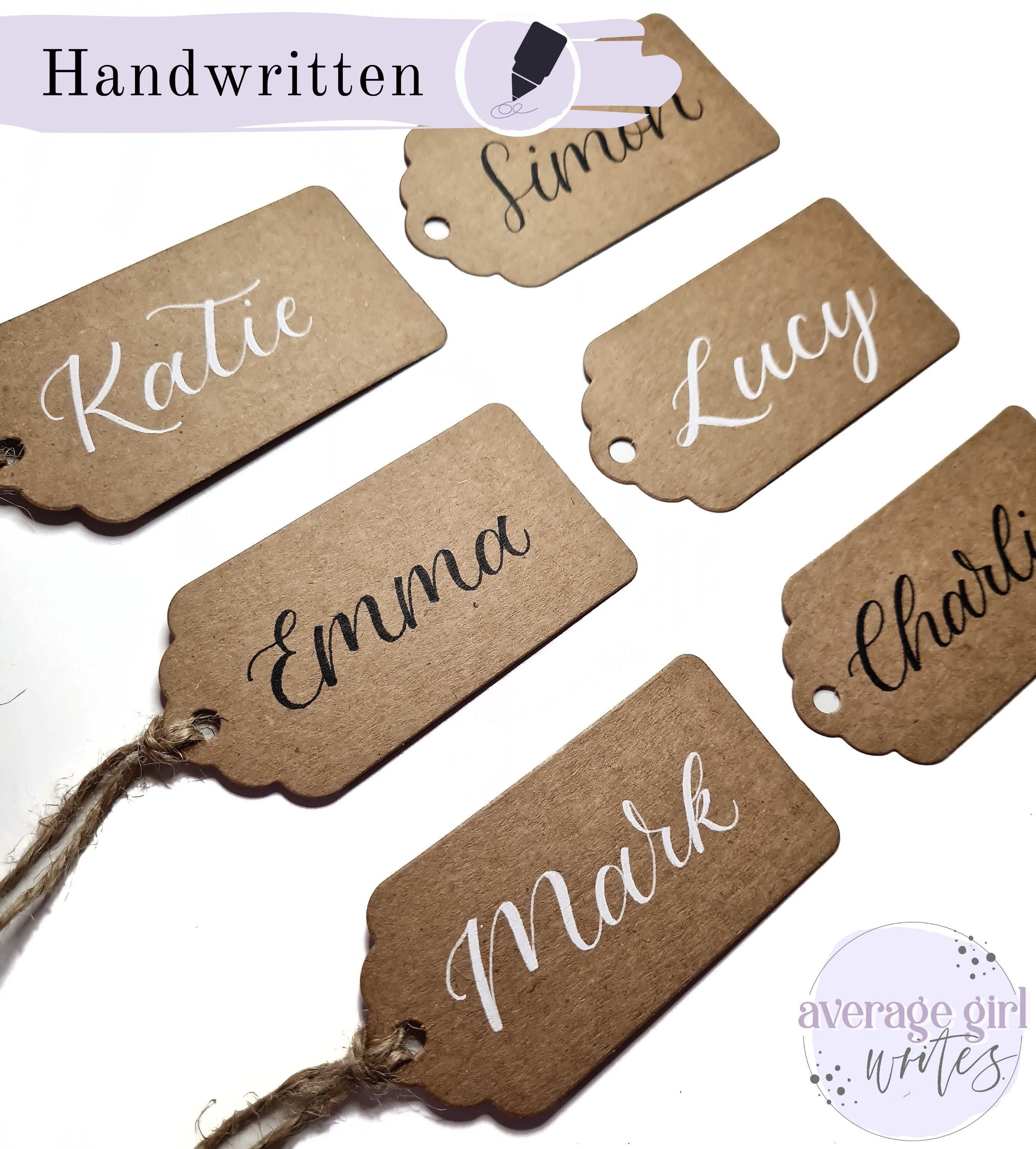 Personalised Gift Tags, Kraft Brown Custom Name Tags With Handwritten  Calligraphy, Wedding Favour Tags, Birthday Gift Tags, Christmas Gift 