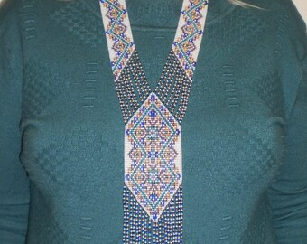 Handmade long beaded necklace for women, Bead Sautoir-Gerdan-Split-Loom Necklace, boho style, fringe necklace