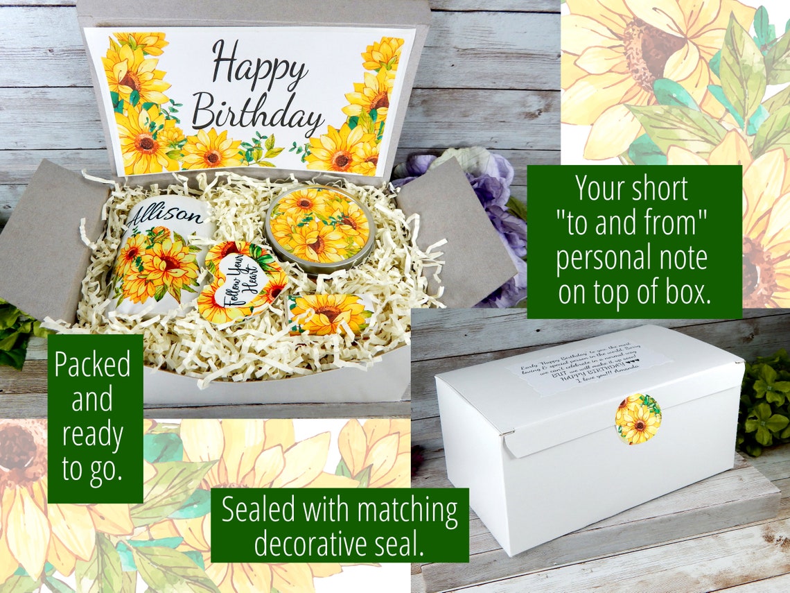 Sunflower Birthday Gift Basket for Her Gift for Her Birthday - Etsy