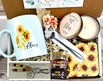 70th Birthday Gift Box: Personalized Mug, Soy Candle & Artisan Charm