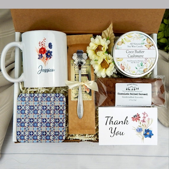 Thank You Gift Box with Coffee and Personalized Custom Mug - Gift Basket for Appreciation - Employee Appreciation Gift