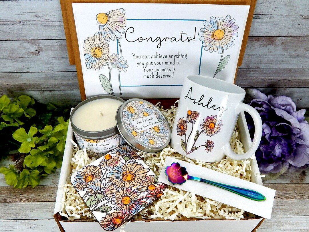 Personalized Congratulations Gift Basket With Coffee Mug Etsy