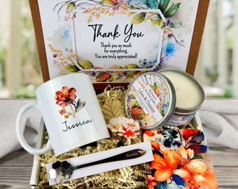 Personalized Thank You Gift Basket - Appreciation Gifts - Gift to Say Thank You with Personalized Mug