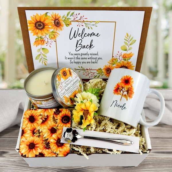 Welcome Back Gift Basket - Personalized Gift for Someone Coming Back - Welcome Back Present for Employee, Co-Worker, Friend or Loved One