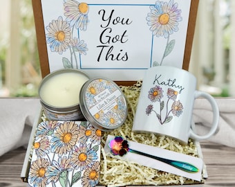 You Got This Personalized Gift for Encouragement with Coffee Mug -  Inspirational Gift Basket - You Got This Daisy Mug