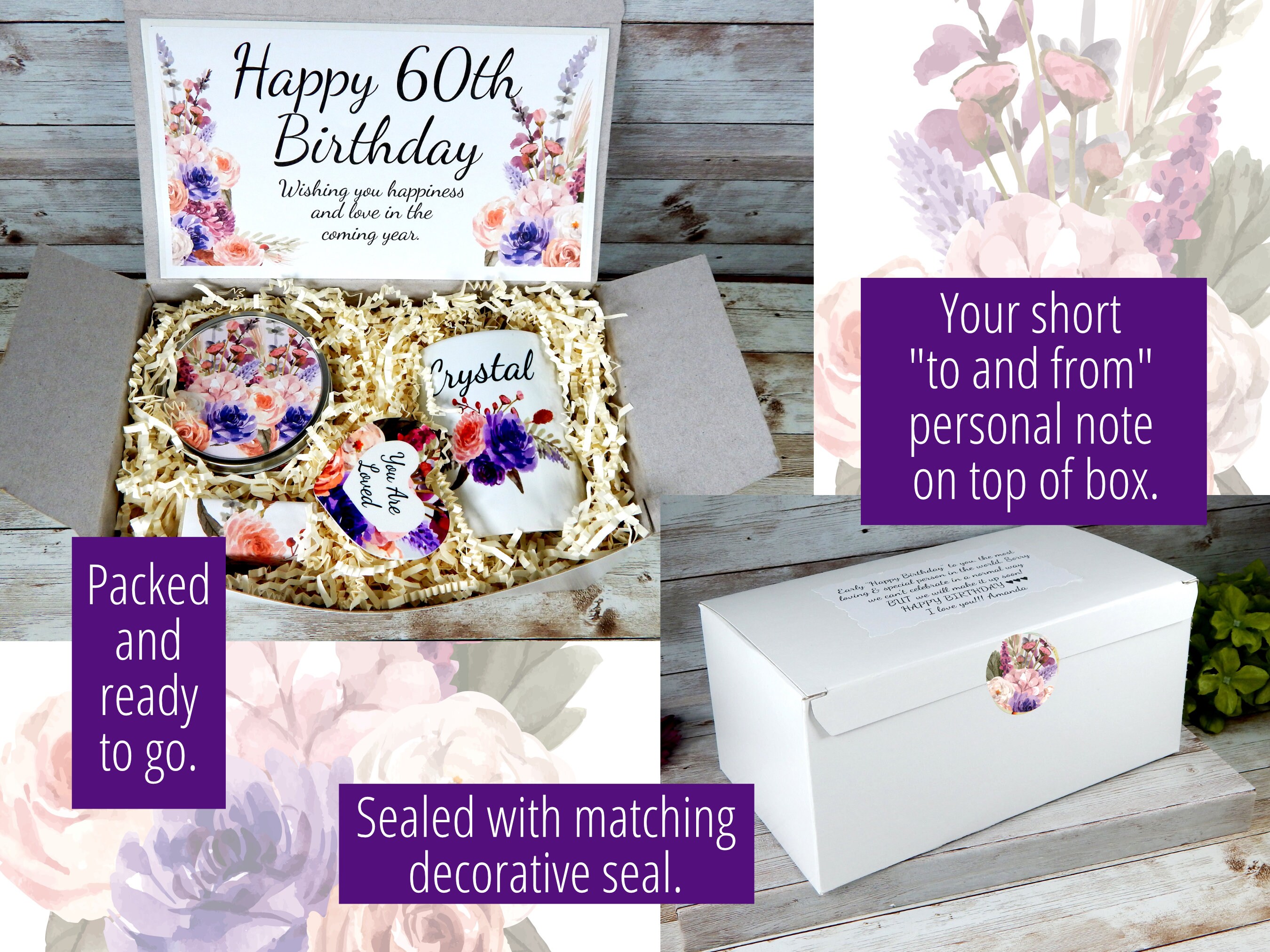 60th Birthday Gift Idea Gift Basket for Her 60th Grandmas Etsy