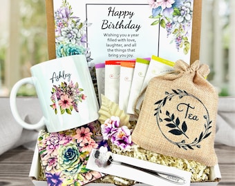 Personalized Birthday Gift Box: Tea Lover Mug & Sampler