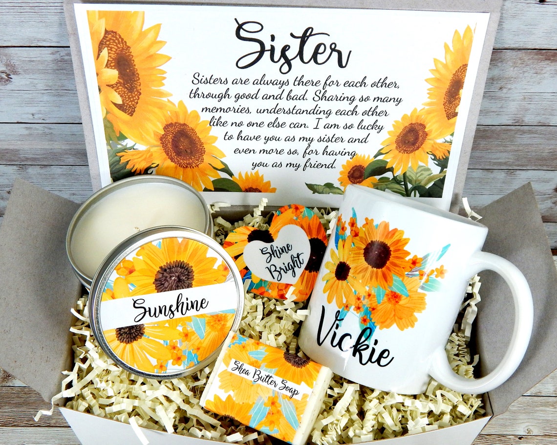 Sunflower Gift Basket for Sister for Her Birthday Meaningful Etsy