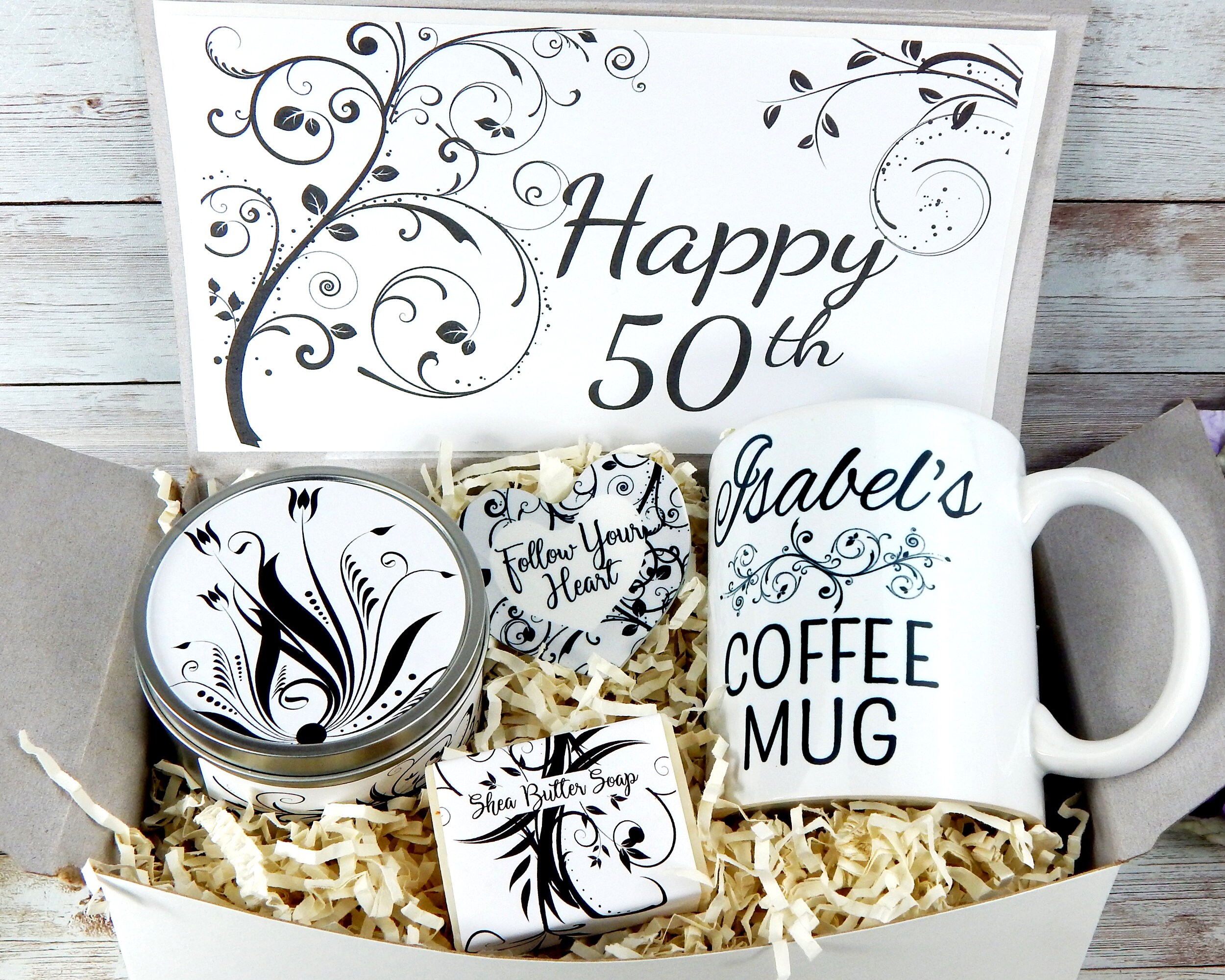50th Birthday Gift Basket for Her Gift Basket for Her 50th Etsy