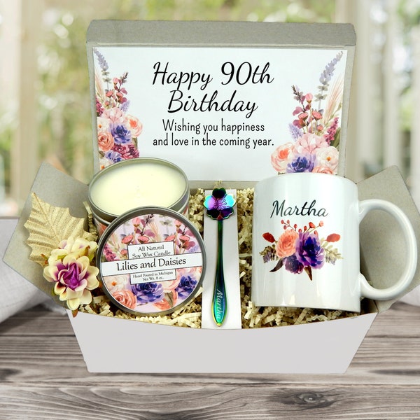 90th Birthday Gift Idea - Gift Basket For Her 90th - Grandmas 90th Birthday Celebration - Personalized Gift Basket Sent Directly