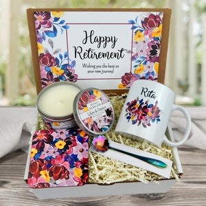 Retirement Gift Box - Retirement Gift Basket with Personalized Coffee Mug - Co-Worker Retiring Gift Basket - Gift for Retirement
