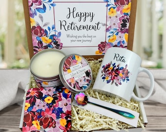 Retirement Gift Box - Retirement Gift Basket with Personalized Coffee Mug - Co-Worker Retiring Gift Basket - Gift for Retirement