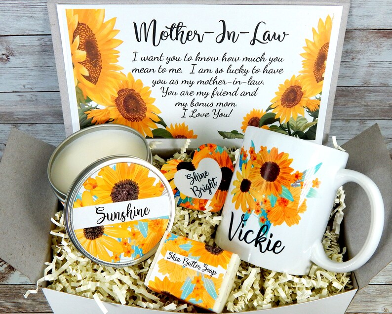 Sunflower Gift Basket for Mother in Law Mothers Day Gifts Etsy