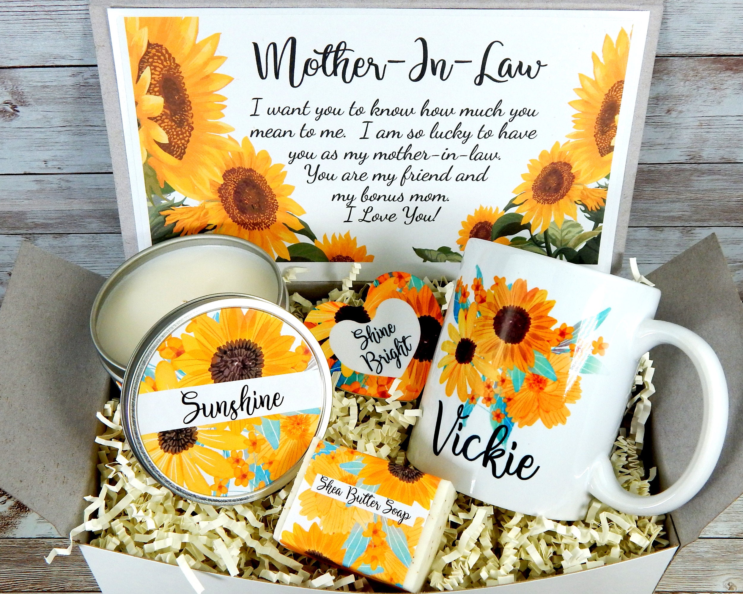 Sunflower Gift Basket for Mother in Law Mothers Day Gifts Etsy